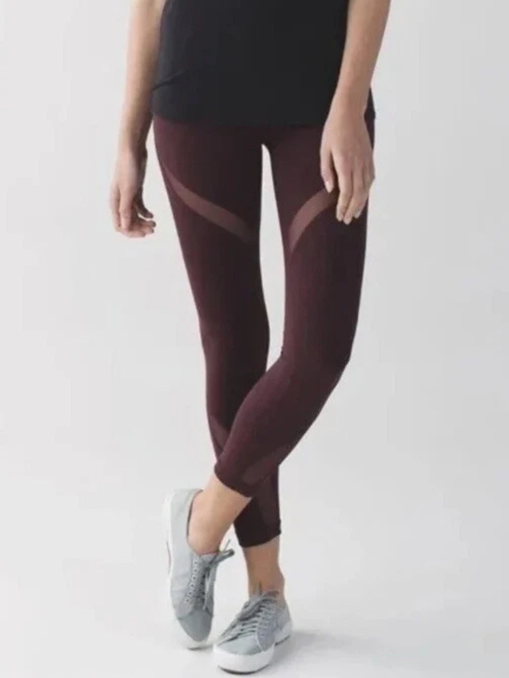 Lululemon Athletica High Times Pant Wrap Mesh Leggings Bordeaux Drama burgundy S